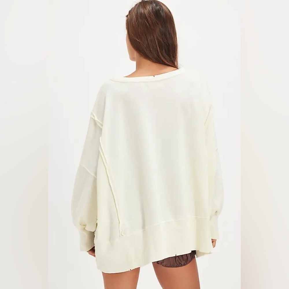 New Free People We The Free Graphic Printed Camden Pullover Mallard Combo sz S - Picture 2 of 9
